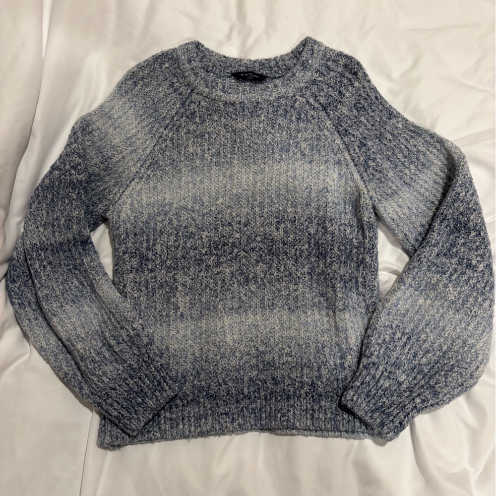 Denver Hayes Off-the-Shoulder Blue Gradient Sweater